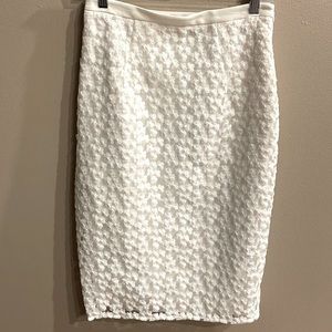 MILLY designer women’s white skirt floral / lace embroidered midi bridal side 4